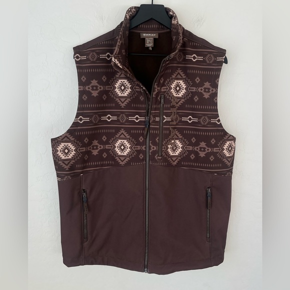 Ariat Logan soft shell zip up vest brown southwest print large - Picture 3 of 14